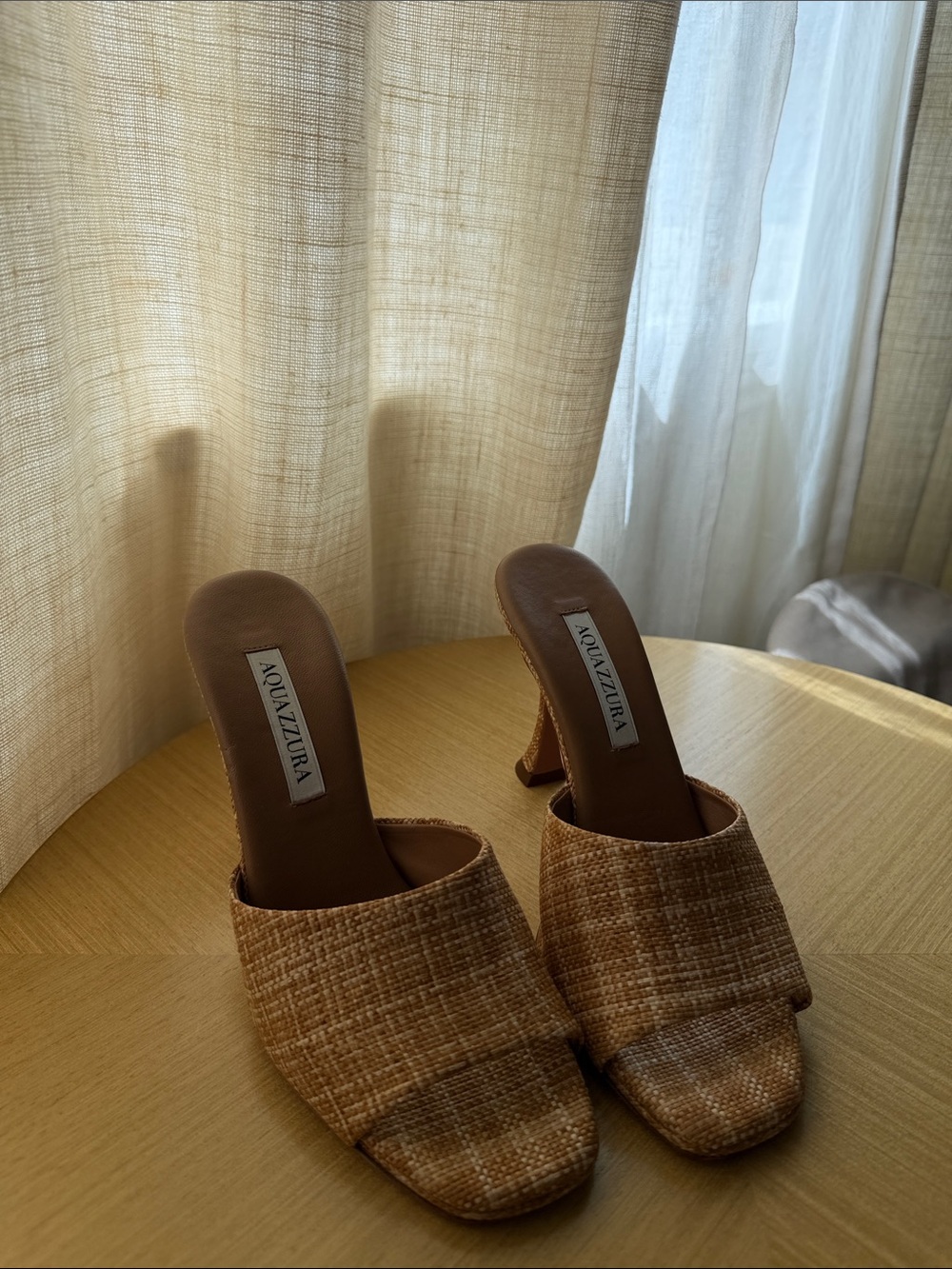 Aquazzura Brown Tweed Open-Back Mules
